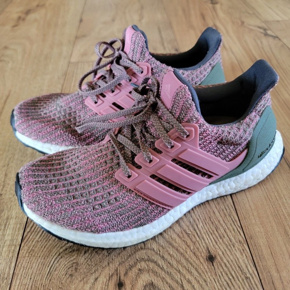 Women's Adidas Ultra Boost 4.0 Pink Olive Size Sz 6 Maroon Green Running BB6495